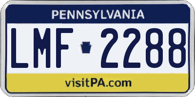 PA license plate LMF2288