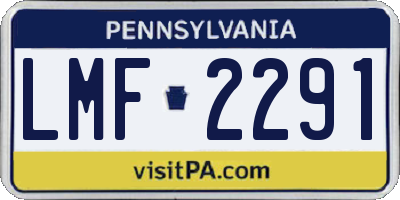 PA license plate LMF2291
