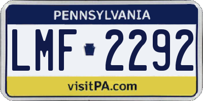 PA license plate LMF2292