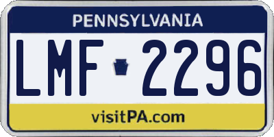 PA license plate LMF2296