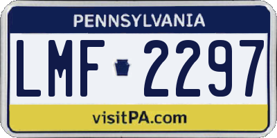 PA license plate LMF2297