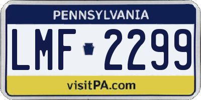 PA license plate LMF2299