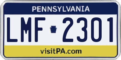 PA license plate LMF2301