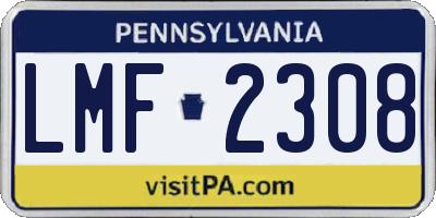 PA license plate LMF2308