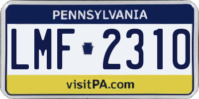 PA license plate LMF2310