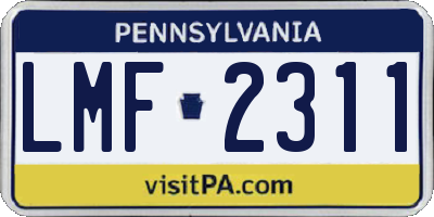 PA license plate LMF2311