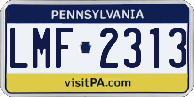 PA license plate LMF2313