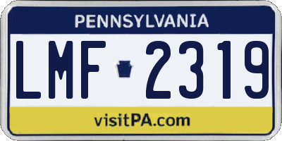 PA license plate LMF2319