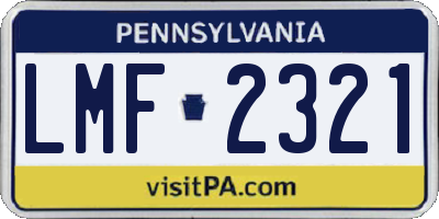 PA license plate LMF2321