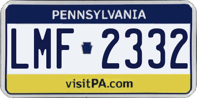 PA license plate LMF2332