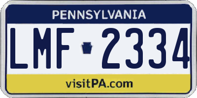 PA license plate LMF2334