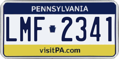 PA license plate LMF2341