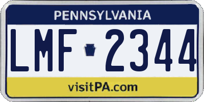 PA license plate LMF2344
