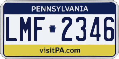 PA license plate LMF2346