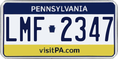 PA license plate LMF2347