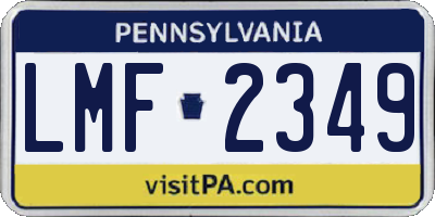 PA license plate LMF2349