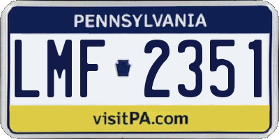 PA license plate LMF2351