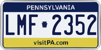 PA license plate LMF2352