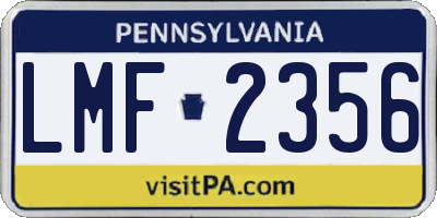 PA license plate LMF2356