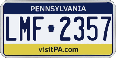 PA license plate LMF2357