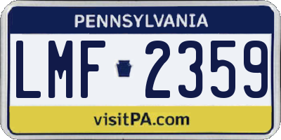 PA license plate LMF2359