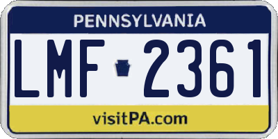 PA license plate LMF2361