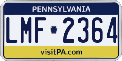 PA license plate LMF2364