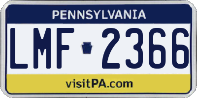 PA license plate LMF2366