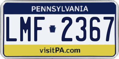 PA license plate LMF2367