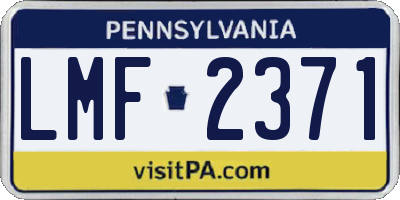 PA license plate LMF2371