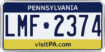 PA license plate LMF2374