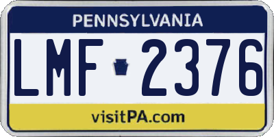 PA license plate LMF2376