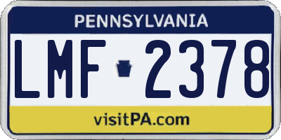 PA license plate LMF2378