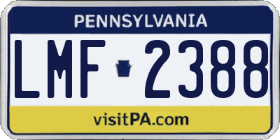 PA license plate LMF2388