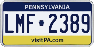 PA license plate LMF2389