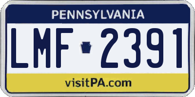PA license plate LMF2391