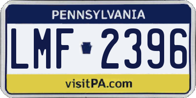 PA license plate LMF2396