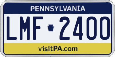 PA license plate LMF2400