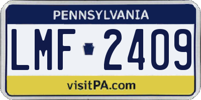 PA license plate LMF2409