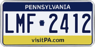 PA license plate LMF2412