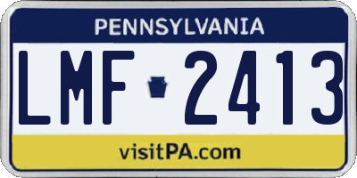 PA license plate LMF2413
