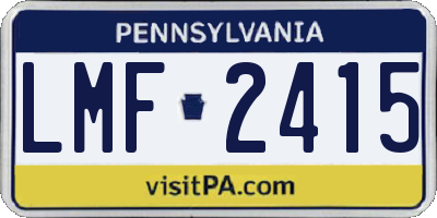 PA license plate LMF2415