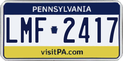 PA license plate LMF2417