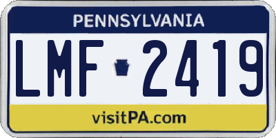 PA license plate LMF2419