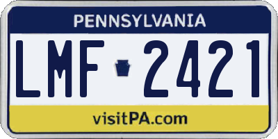 PA license plate LMF2421
