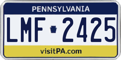 PA license plate LMF2425