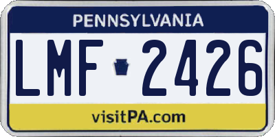 PA license plate LMF2426