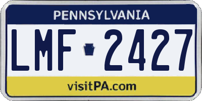 PA license plate LMF2427
