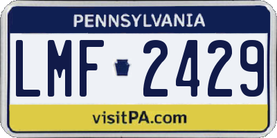 PA license plate LMF2429