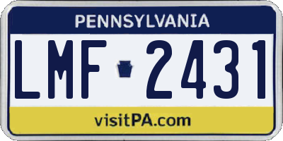 PA license plate LMF2431